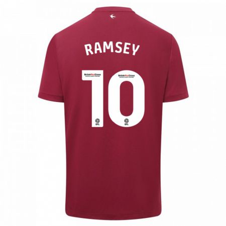 Kandiny Ženy Aaron Ramsey #10 Červená Dresy Idegenbeli Csapatmez 2023/24 Triĭká