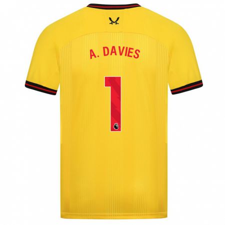 Kandiny Ženy Adam Davies #1 Žltá Dresy Idegenbeli Csapatmez 2023/24 Triĭká