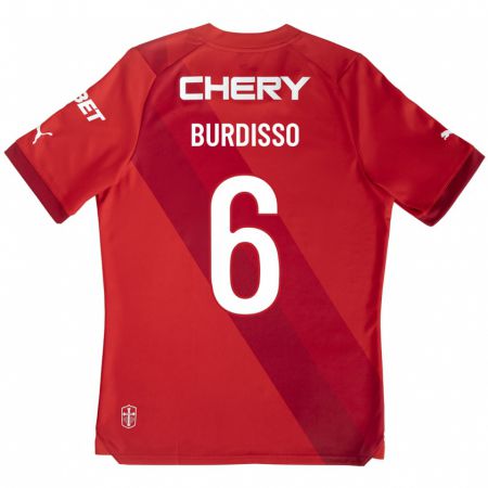 Kandiny Ženy Guillermo Burdisso #6 Červená Dresy Idegenbeli Csapatmez 2023/24 Triĭká