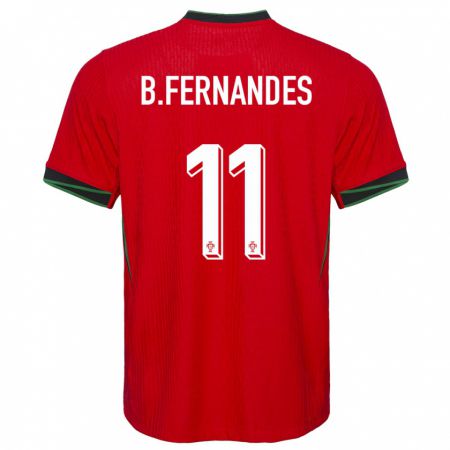 Kandiny Deti Portugalsko Bruno Fernandes #11 Červená Dresy Hazai Csapatmez 24-26 Triĭká