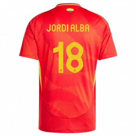 Kandiny Deti Španielsko Jordi Alba #18 Červená Dresy Hazai Csapatmez 24-26 Triĭká