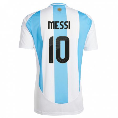 Kandiny Deti Argentína Lionel Messi #10 Biela Modrá Dresy Hazai Csapatmez 24-26 Triĭká