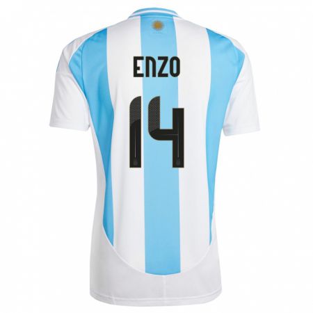 Kandiny Deti Argentína Enzo Fernandez #14 Biela Modrá Dresy Hazai Csapatmez 24-26 Triĭká