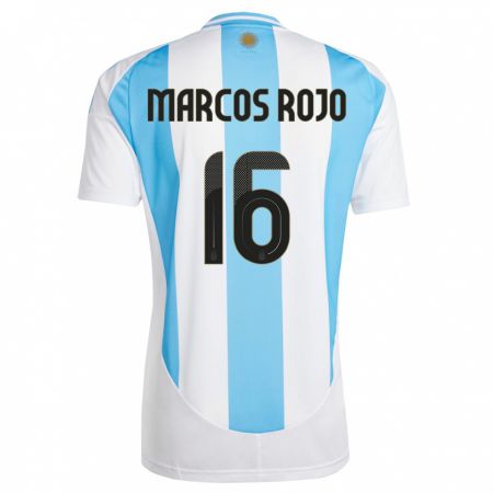 Kandiny Deti Argentína Marcos Rojo #16 Biela Modrá Dresy Hazai Csapatmez 24-26 Triĭká