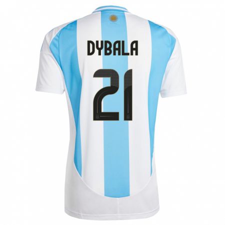 Kandiny Deti Argentína Paulo Dybala #21 Biela Modrá Dresy Hazai Csapatmez 24-26 Triĭká