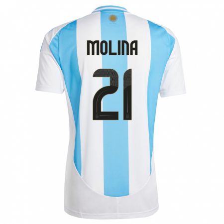 Kandiny Deti Argentína Nahuel Molina #21 Biela Modrá Dresy Hazai Csapatmez 24-26 Triĭká
