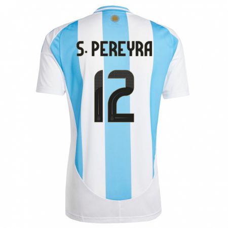 Kandiny Deti Argentína Solana Pereyra #12 Biela Modrá Dresy Hazai Csapatmez 24-26 Triĭká
