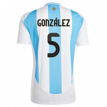 Kandiny Deti Argentína Maximiliano Gonzalez #5 Biela Modrá Dresy Hazai Csapatmez 24-26 Triĭká