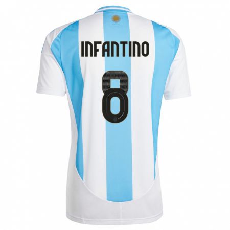 Kandiny Deti Argentína Gino Infantino #8 Biela Modrá Dresy Hazai Csapatmez 24-26 Triĭká