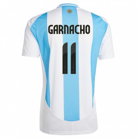 Kandiny Deti Argentína Alejandro Garnacho #11 Biela Modrá Dresy Hazai Csapatmez 24-26 Triĭká