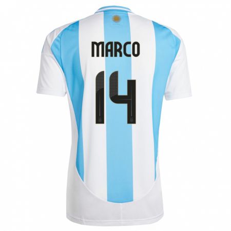 Kandiny Deti Argentína Francisco Marco #14 Biela Modrá Dresy Hazai Csapatmez 24-26 Triĭká