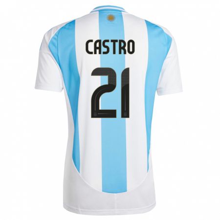 Kandiny Deti Argentína Santiago Castro #21 Biela Modrá Dresy Hazai Csapatmez 24-26 Triĭká