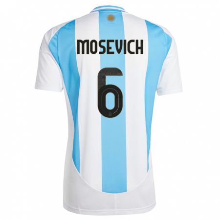 Kandiny Deti Argentína Leonel Mosevich #6 Biela Modrá Dresy Hazai Csapatmez 24-26 Triĭká