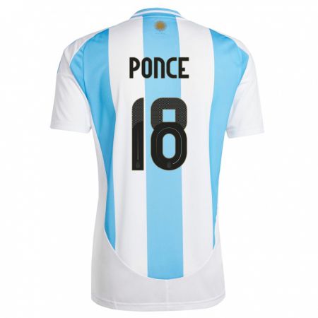 Kandiny Deti Argentína Ezequiel Ponce #18 Biela Modrá Dresy Hazai Csapatmez 24-26 Triĭká