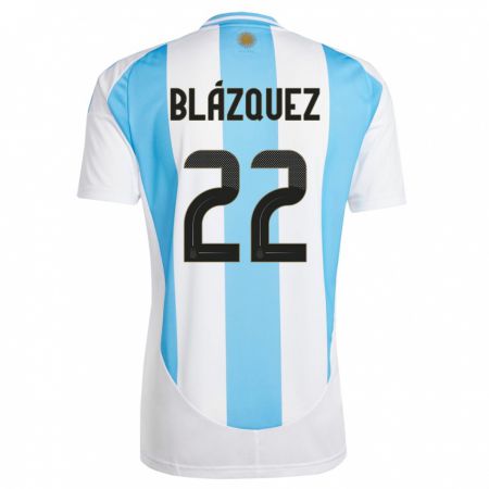 Kandiny Deti Argentína Joaquin Blazquez #22 Biela Modrá Dresy Hazai Csapatmez 24-26 Triĭká