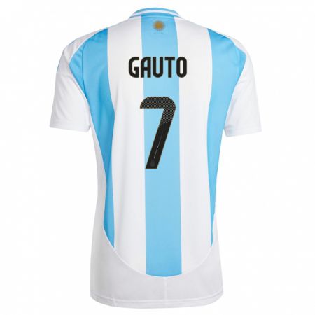 Kandiny Deti Argentína Juan Gauto #7 Biela Modrá Dresy Hazai Csapatmez 24-26 Triĭká