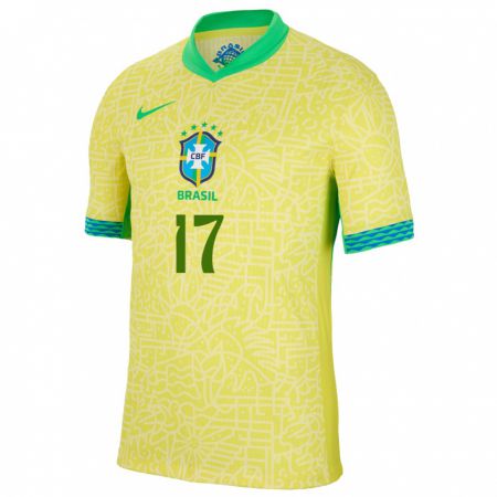 Kandiny Deti Brazília Juninho #17 Žltá Dresy Hazai Csapatmez 24-26 Triĭká