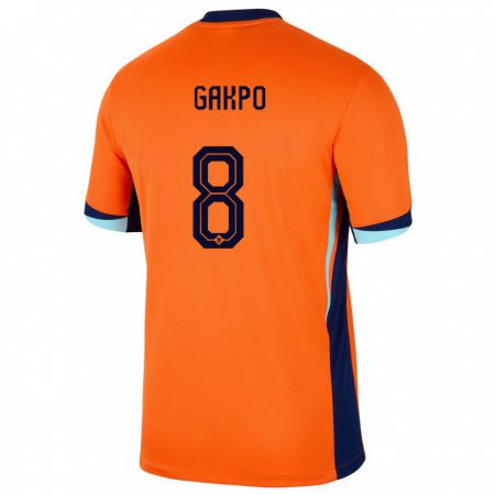 Kandiny Deti Holandsko Cody Gakpo #8 Oranžová Dresy Hazai Csapatmez 24-26 Triĭká