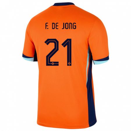 Kandiny Deti Holandsko Frenkie De Jong #21 Oranžová Dresy Hazai Csapatmez 24-26 Triĭká