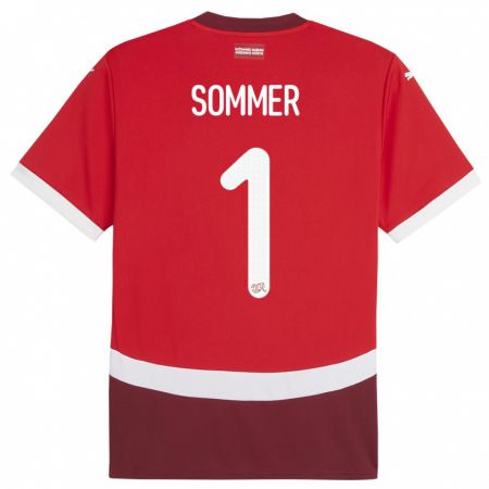 Kandiny Deti Švajčiarsko Yann Sommer #1 Červená Dresy Hazai Csapatmez 24-26 Triĭká