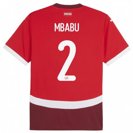 Kandiny Deti Švajčiarsko Kevin Mbabu #2 Červená Dresy Hazai Csapatmez 24-26 Triĭká
