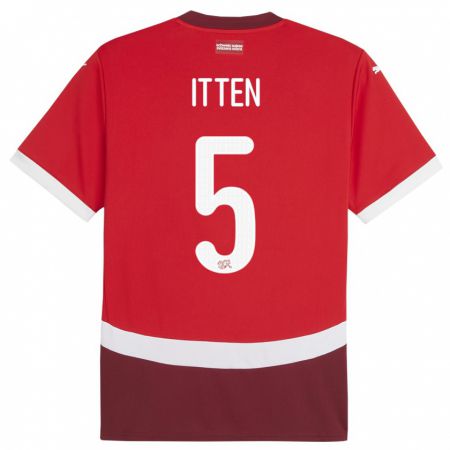 Kandiny Deti Švajčiarsko Cedric Itten #5 Červená Dresy Hazai Csapatmez 24-26 Triĭká