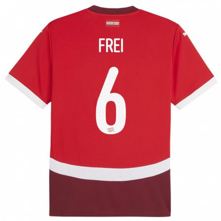 Kandiny Deti Švajčiarsko Fabian Frei #6 Červená Dresy Hazai Csapatmez 24-26 Triĭká
