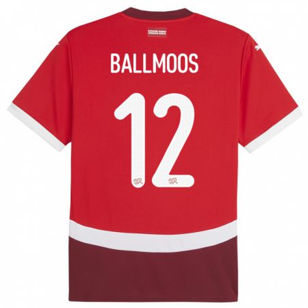 Kandiny Deti Švajčiarsko David Von Ballmoos #12 Červená Dresy Hazai Csapatmez 24-26 Triĭká