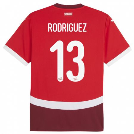 Kandiny Deti Švajčiarsko Ricardo Rodriguez #13 Červená Dresy Hazai Csapatmez 24-26 Triĭká