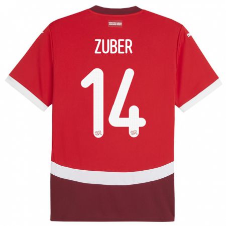 Kandiny Deti Švajčiarsko Steven Zuber #14 Červená Dresy Hazai Csapatmez 24-26 Triĭká