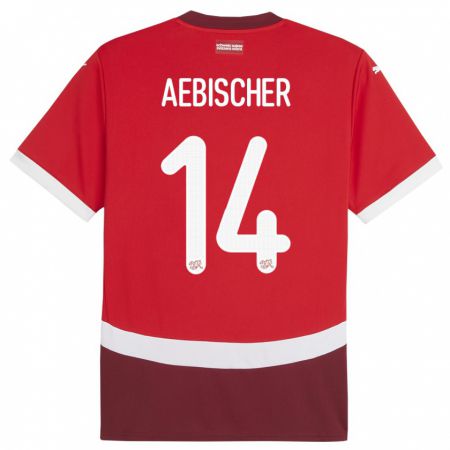 Kandiny Deti Švajčiarsko Michel Aebischer #14 Červená Dresy Hazai Csapatmez 24-26 Triĭká