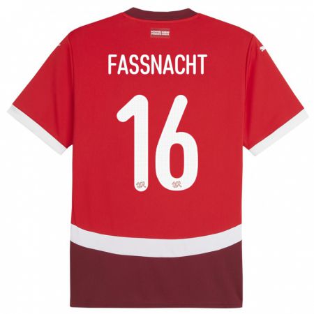 Kandiny Deti Švajčiarsko Christian Fassnacht #16 Červená Dresy Hazai Csapatmez 24-26 Triĭká