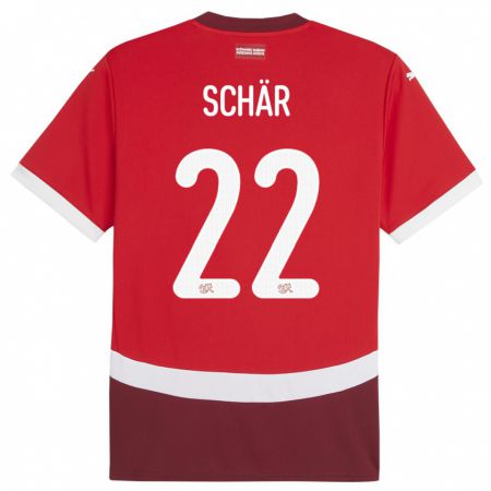 Kandiny Deti Švajčiarsko Fabian Schar #22 Červená Dresy Hazai Csapatmez 24-26 Triĭká
