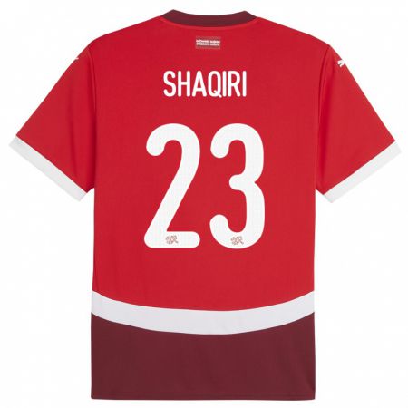 Kandiny Deti Švajčiarsko Xherdan Shaqiri #23 Červená Dresy Hazai Csapatmez 24-26 Triĭká