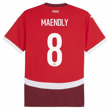 Kandiny Deti Švajčiarsko Sandy Maendly #8 Červená Dresy Hazai Csapatmez 24-26 Triĭká