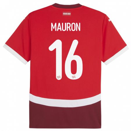 Kandiny Deti Švajčiarsko Sandrine Mauron #16 Červená Dresy Hazai Csapatmez 24-26 Triĭká