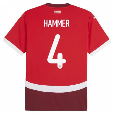 Kandiny Deti Švajčiarsko Pascal Hammer #4 Červená Dresy Hazai Csapatmez 24-26 Triĭká