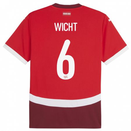 Kandiny Deti Švajčiarsko Nathan Wicht #6 Červená Dresy Hazai Csapatmez 24-26 Triĭká