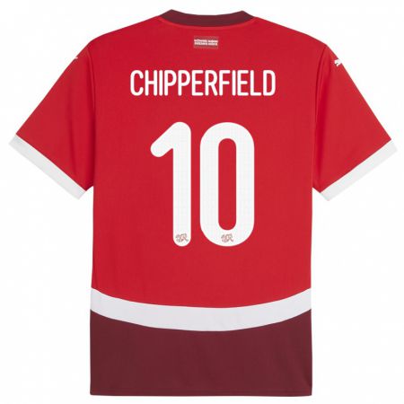 Kandiny Deti Švajčiarsko Liam Chipperfield #10 Červená Dresy Hazai Csapatmez 24-26 Triĭká