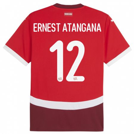 Kandiny Deti Švajčiarsko Brian Ernest Atangana #12 Červená Dresy Hazai Csapatmez 24-26 Triĭká