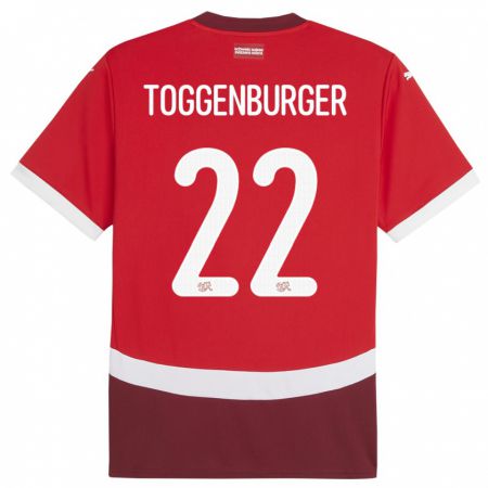 Kandiny Deti Švajčiarsko Nando Toggenburger #22 Červená Dresy Hazai Csapatmez 24-26 Triĭká