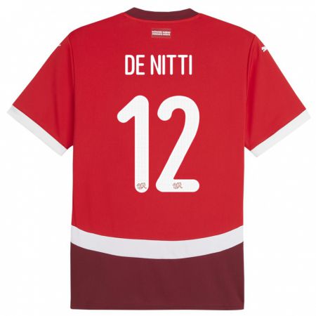 Kandiny Deti Švajčiarsko Gianni De Nitti #12 Červená Dresy Hazai Csapatmez 24-26 Triĭká