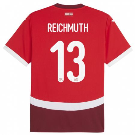 Kandiny Deti Švajčiarsko Miguel Reichmuth #13 Červená Dresy Hazai Csapatmez 24-26 Triĭká