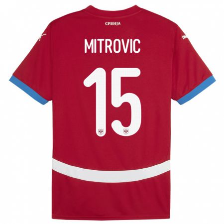Kandiny Deti Srbsko Stefan Mitrovic #15 Červená Dresy Hazai Csapatmez 24-26 Triĭká