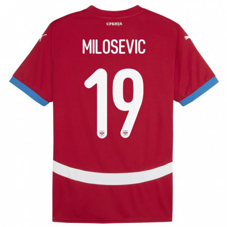 Kandiny Deti Srbsko Jovan Milosevic #19 Červená Dresy Hazai Csapatmez 24-26 Triĭká