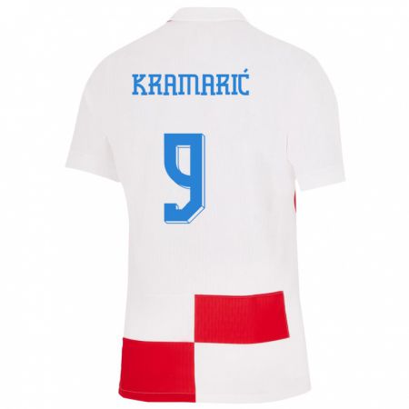 Kandiny Deti Chorvátsko Andrej Kramaric #9 Biela Červená Dresy Hazai Csapatmez 24-26 Triĭká