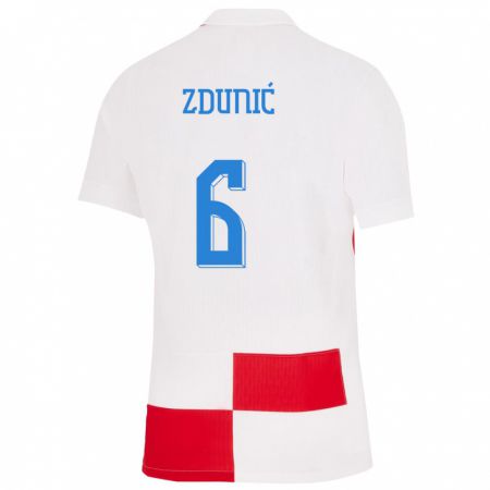 Kandiny Deti Chorvátsko Lea Zdunic #6 Biela Červená Dresy Hazai Csapatmez 24-26 Triĭká