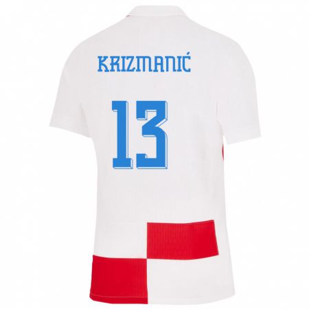 Kandiny Deti Chorvátsko Kresimir Krizmanic #13 Biela Červená Dresy Hazai Csapatmez 24-26 Triĭká