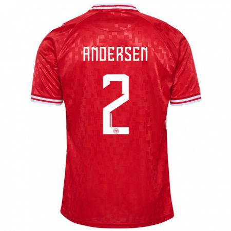 Kandiny Deti Dánsko Joachim Andersen #2 Červená Dresy Hazai Csapatmez 24-26 Triĭká