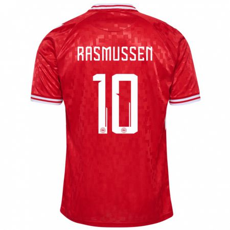 Kandiny Deti Dánsko Christian Rasmussen #10 Červená Dresy Hazai Csapatmez 24-26 Triĭká